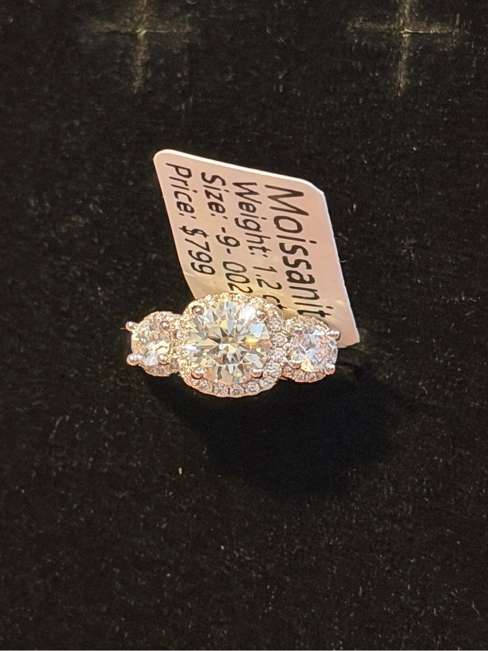 Women's Silver Engagement Ring with Clear Stones -